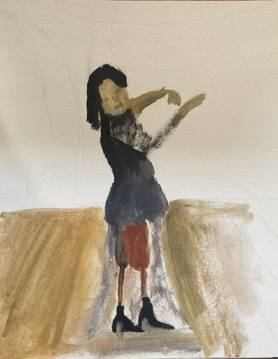 I dance with someone who is far away — 100×160 cm, 2025, oil on canvas